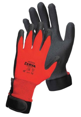 cerva 01080001 jackdaw piros mártott nylon kesztyű 6