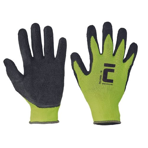 Cerva 01080029 PALAWAN nylon latex mártott kesztyű (fekete/sárga, 10) 10