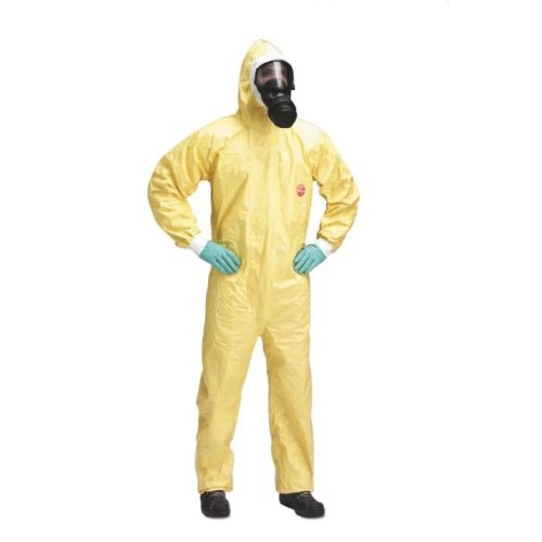 A DuPont Tychem C munkavédelmi overál leragasztott varratokkal biztosítja a telje skörű védelmet vegyszerek és finom porok bejutása ellen.