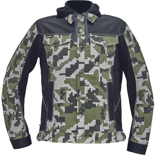 Cerva 03510006 NEURUM CAMOUFLAGE kabát kapucnival (olajzöld, 46) 46