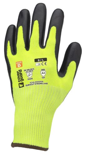 COVERGUARD 1CHLD00 Eurocut Strong l440 sárga/fekete tdm c latex kesztyű 9