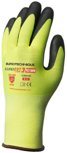 COVERGUARD 1CRNY Eurocut 3 sárga vágásbizt.fekete mikrohab. nitril tenyér (sárga, 6) 6