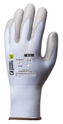 COVERGUARD 1CRPB Eurocut p318 vékony vág.bizt. v.kesztyű pu tenyérrel (kék, 7) 7