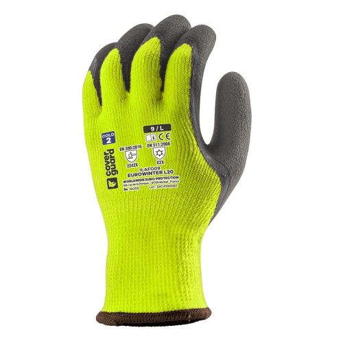 COVERGUARD 1LAFO Eurowinter téli sárga kesztyű, szürke latex tenyér (sárga, 11) 11