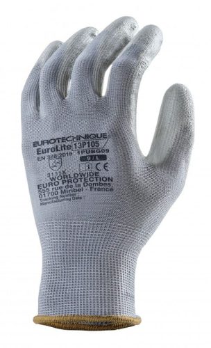 COVERGUARD 1PUB Eurolite 13p105 szürke precíziós pes kesztyű, pu tenyér 6