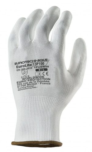COVERGUARD 1PUB Eurolite 13p100 fehér precíziós pes kesztyű, pu tenyér 11