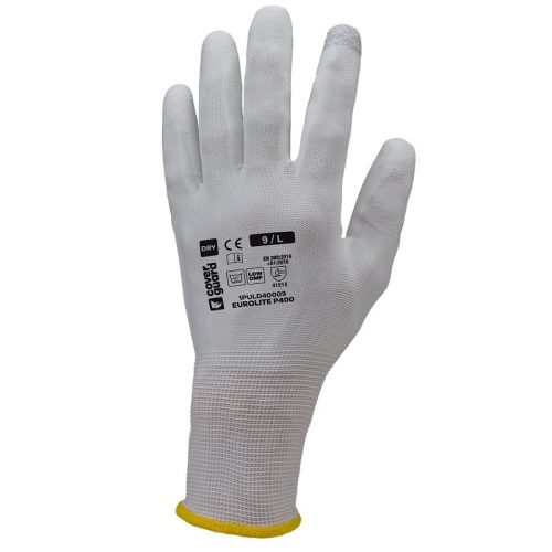 COVERGUARD 1PULD40 Eurolite p400 tenyerén mártott fehér pa védőkesztyű (fehér, 12) 12