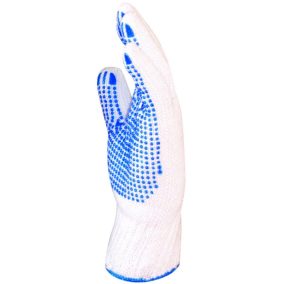 A csúszás elleni pöttyözéssel ellátott női munkavédelmi kesztyű nagyszerűen alkalmas könnyű fizikai munkák, háztáji kertészkedés, virágkötés során az enyhébb mechanikai sérülések kivédésére.