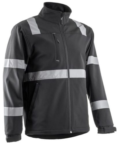 COVERGUARD 5VIG010 Vigile fekete softshell dzseki fényvisszaverő csíkkal (fekete, 3XL) 3XL