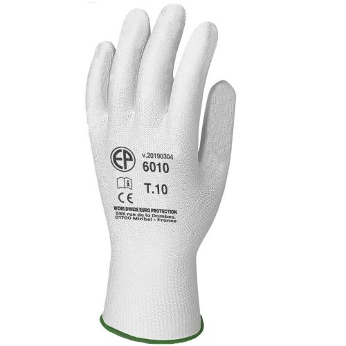COVERGUARD MO6009 Vékony fehér poliészter védőkesztyű mártás nélkül (fehér, 8) 8