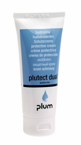 Az illatanyagmentes Plum Plutect Dual kombinált védőkrém ápoló, hidratáló tulajdonságaival támogatja az olajos, vizes munkakörnyezetnek kitett érzékeny kézbőrt.
