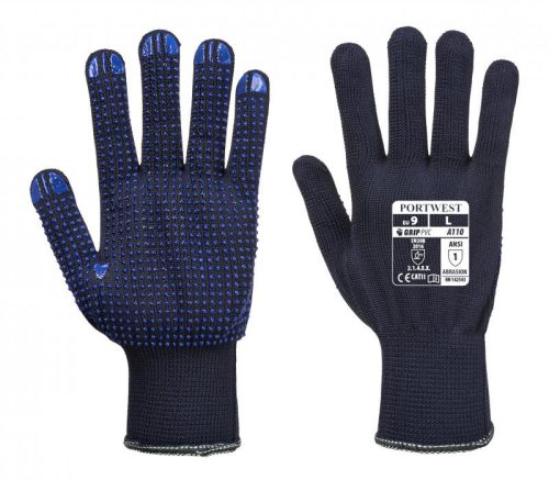 Portwest A110 A110 - Nylon PVC pontozott kesztyű Fekete 7/S