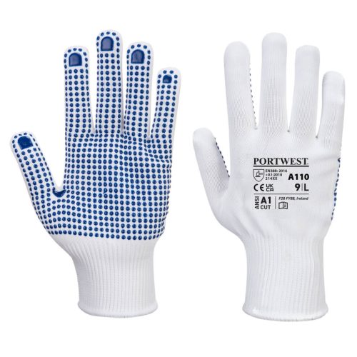 Portwest A110 Nylon kesztyű PVC pontozott XS