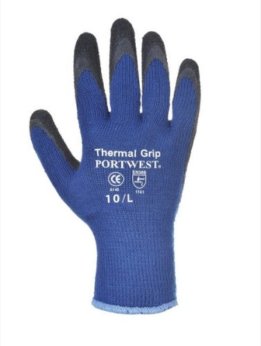 A Thermal mártott latex munkavédelmi kesztyű téli kivitelezésben különösen alkalmas hűtőházi, építőipar, logisztikai, karbantartási munkálatok során a munkavállaló kezének megóvására, a kéz melegen ta