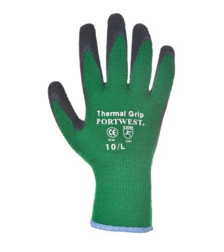 Portwest A140 Mártott latex kesztyű, téli kivitel (zöld/fekete, L) L