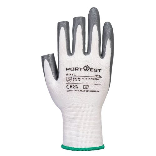 Portwest A311 Grip 13 ujjatlan nitril kesztyű (12 pár) (fehér/szürke, XXL) XXL