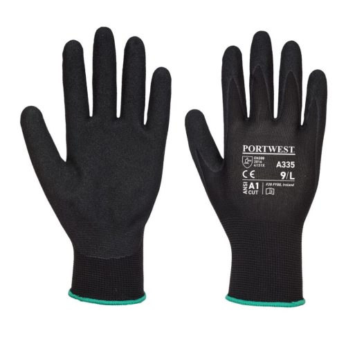 Portwest A335 A335 Dermi-Grip NPR15 Nitrile Sandy kesztyű (fekete, S) S