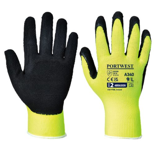 Portwest A340 Mártott latex kesztyű (sárga, M) M