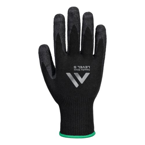 Portwest A793 Needle Stick F10 Latex Crinkle kesztyű Fekete 12/3XL