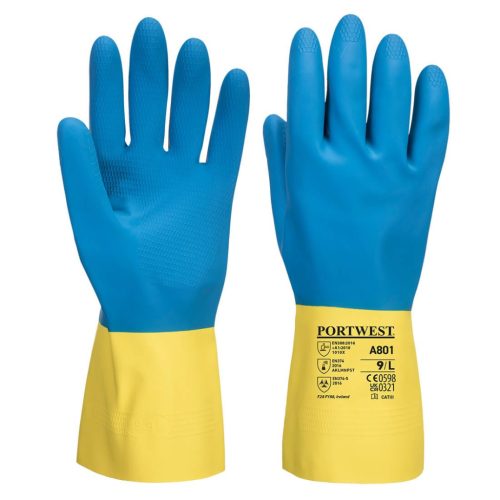 Portwest A801 Duplán Mártott Latex kesztyű L