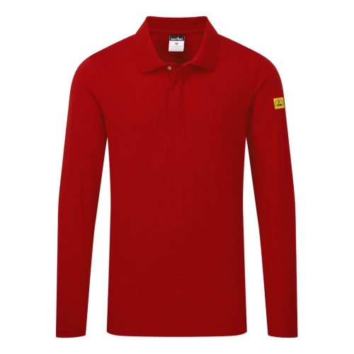 Portwest Antisztatikus hoszzú ujjú ESD póló L/S L Mélypiros