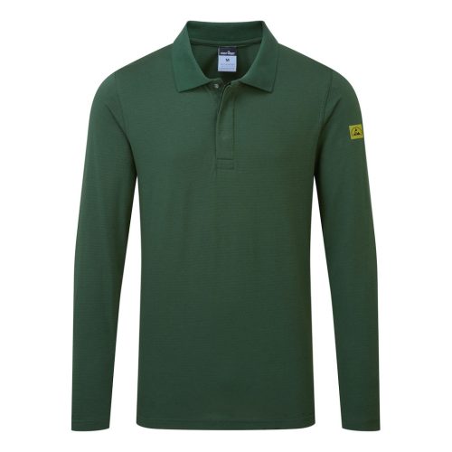 Portwest Antisztatikus hoszzú ujjú ESD póló L/S M Erdőzöld