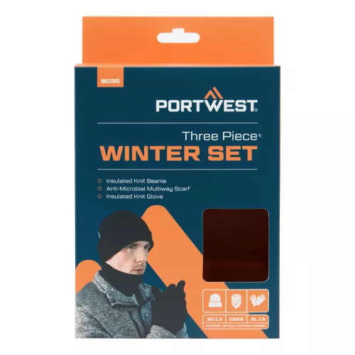 Portwest Téli kiegészítő készlet (3pcs) Fekete