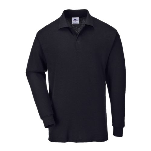 Portwest B212 Nápoly galléros póló, hosszú ujjú Fekete 3XL