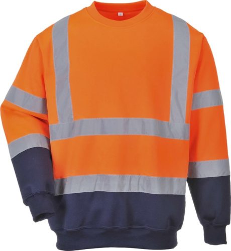portwest b306 kéttónusú jól láthatósági pulóver s narancs tengerészkék