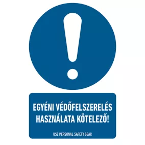 AFV BIT040002 Egyéni védőfelszerelés használata kötelező! Öntapadó matrica 160 x 250 mm