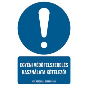 AFV BIT040002 Egyéni védőfelszerelés használata kötelező! PVC 1 mm 160 x 250 mm