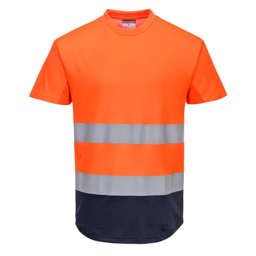 portwest c395 kéttónusú mesh póló m narancs tengerészkék