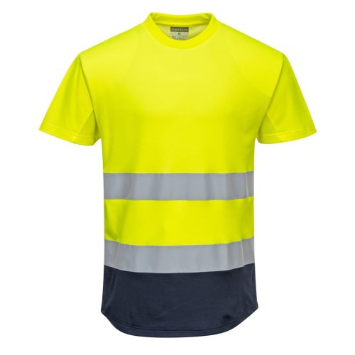 portwest c395 kéttónusú mesh póló xxxl sárga tengerészkék