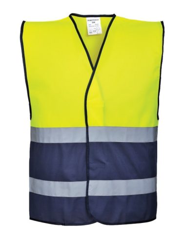 A Portwest kéttónusú jólláthatósági mellény cégárculati színekkel kombinálva támogatja viselője komfortérzetét, kabát felett is viselhető.