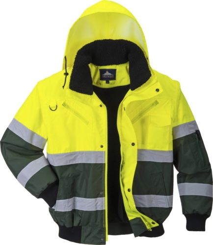 portwest c565 redwood hi-vis bomber kabát m sárga zöld