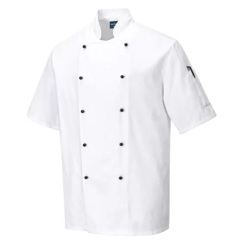 A Kent séfkabát klasszikus vonalvezetésű modell, mely minden körülmények között elegáns stílust kölcsönöz viselőjének.