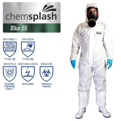Chemsplash CHS-2511 Chemsplash Eka 55 overál 5B/6B (fehér, 4XL) 4XL