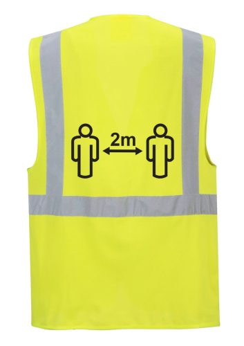 Portwest CV76 Távolságtartásra figyelmeztető vezetői mellény 2 m (sárga*, M) M
