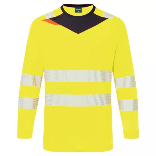 Portwest DX416 Portwest DX4 Hi-Vis hosszú ujjú póló Sárga/Fekete 5XL