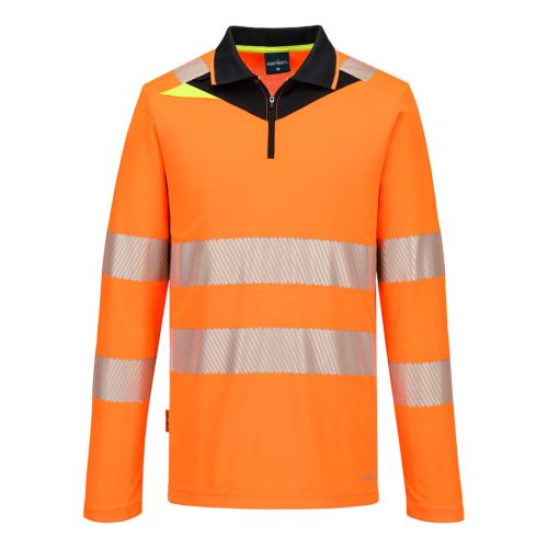 Portwest DX419 DX4 Hi-Vis galléros hosszú ujjú póló Narancs/Fekete S