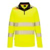 Portwest DX419 DX4 Hi-Vis galléros hosszú ujjú póló Sárga/Fekete S