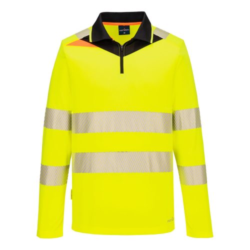 Portwest DX419 DX4 Hi-Vis galléros hosszú ujjú póló Sárga/Fekete S