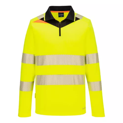 Portwest DX4 Hi-Vis galléros hosszú ujjú póló 6XL Sárga/Fekete
