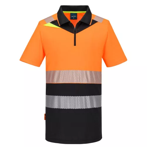 termék:  Portwest DX4 Hi-Vis cipzáros Class 1 póló S/S S Narancssárga/Fekete