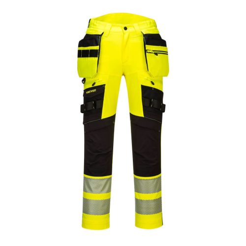 Portwest DX442 DX4 Hi-Vis nadrág lezippzározható lengőzsebbel (sárga/fekete, 28) 28
