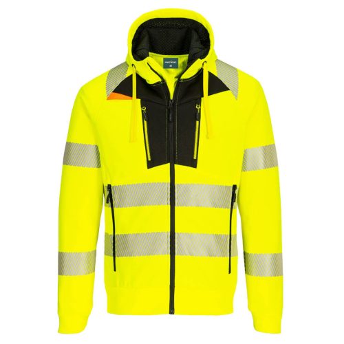 Portwest DX484 DX4 Hi-Vis kapucnis pulóver (sárga/fekete, XL) XL