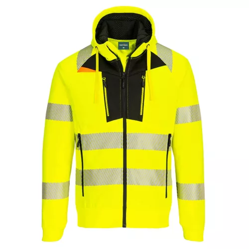 Portwest DX484 DX4 Hi-Vis kapucnis pulóver (sárga/fekete, XL) XL