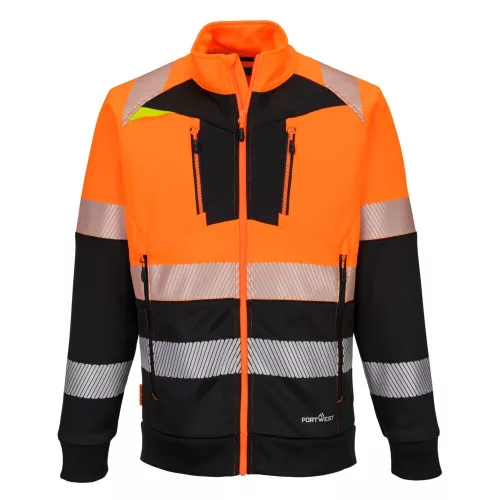Portwest DX4 Hi-Vis 1. osztályú tölcsér nyakú cipzáras pulóver 3XL Narancssárga/Fekete