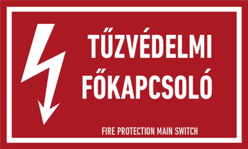 AFV ERV018001 Tűzvédelmi főkapcsoló! Öntapadó matrica 100 x 60 mm