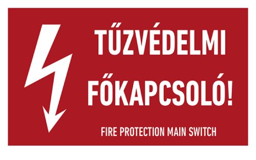 AFV ERV018001 Tűzvédelmi főkapcsoló! Öntapadó matrica 160 x 100 mm